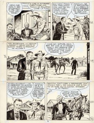 Erio Nicolo’ | Tavola originale per TEX 209 ‘Profondo Sud’. Cm. 25 x 35. Anno di esecuzione 1978. Pag 74. | Art e Fumetto