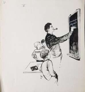 Rien Poortvliet, original drawing from “the school of Schellebelle” (1964) “master” | Comic Art Masters