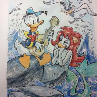 Donald Duck - â€œDonald and Mermaid Duckâ€ - Loose page - Unpublished - (2018/2018) | Catawiki