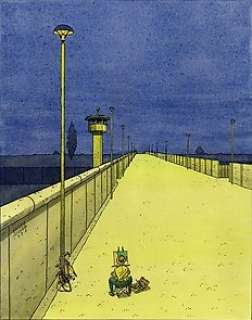 Juillard, André - Aquarelle originale - Le Mur - L’événement "A suivre" janvier 1990 - (1989) | Catawiki