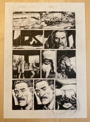 Gary Frank Geiger original comic art #25, p1. Superman, Batman, Hulk artist