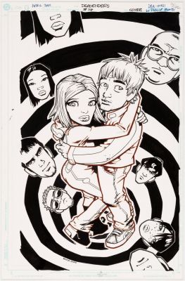 Philip BOND - Copertina (cover) per Deadenders 14. DC COMICS/Vertigo. Cm. 28,5 x 43. Matita e china su cartoncino. Firmata. Anno di esecuzione 2000.