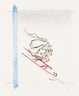 (NEW YORKER) LEE LORENZ (1932 - 2022) Father Time and Baby New Year on sled. | Swann Galleries