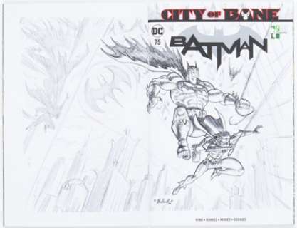 Dave Bullock Batman #75 Wraparound Sketch Cover Variant Original Art (DC, 2019) CGC Signature Series NM/MT 9.8 -