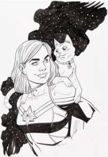 Megan Levens - Captain Marvel and Goose Illustration Original Art (2020).... | Heritage