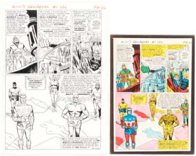 Paul Reinman, Frank Giacoia, and Joe Giella The Mighty Crusaders #1 Story Page 19 Original Art and Color Guide (Archie, 1965). (Total: 2 Items) | Heritage