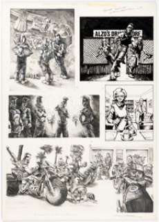 Carl Critchlow Dark Future Interior Illustrations Original Art Group of 5 (Games Workshop, 1988). | Heritage