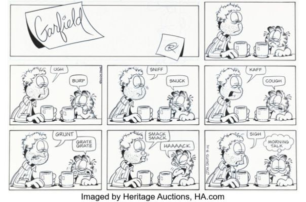 Jim Davis Garfield Sunday Comic Strip Original Art dated 3-14-04 (PAWS, 2004). | Heritage