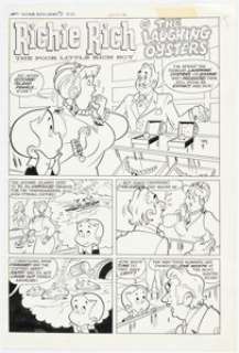 Ben Brown (attributed) Richie Rich Gems #1 "The Laughing Oysters" Complete 5-Page Story Original Art (Harvey, 1974). (Total: 5 Original Art) | Heritage