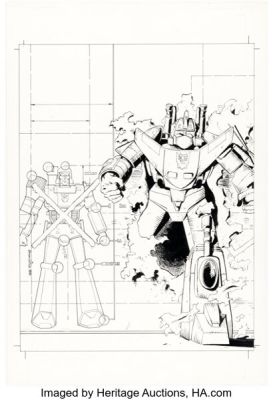 Bryan Hitch The Transformers Special - Collected Comics #10 Megatron and Bruticus Cover Original Art (Marvel UK, 1988). | Heritage