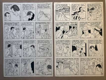 Dineur, Fernand - 2x Planche originale - Les Confidences de Nant, policier - Le Crochet de boucher | Catawiki