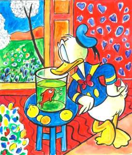 Donald Duck inspired by Henri Matisse "The Cat with Red Fish" - Original Painting - 70 x 50 cm - Tony Fernandez Signed - Acrylic Art | Catawiki