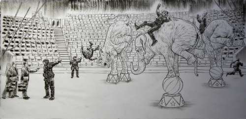 Emmanuel Reuzé | « Faut pas prendre les cons pour des gens » – CRS au Cirque – Illustration Originale | Zic et Bul