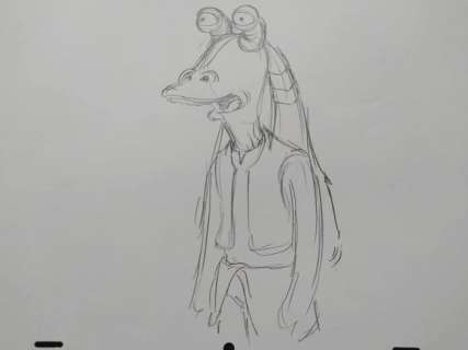 The Simpsons - Original drawing of Jar Jar Binks - RARE - Unique | Catawiki