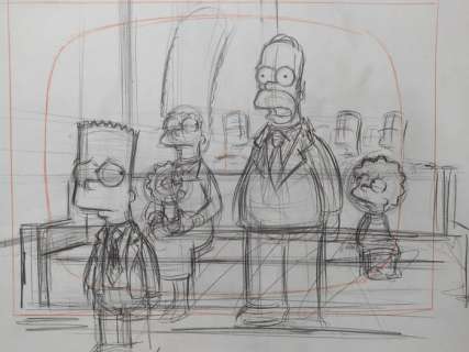 The Simpsons - Original drawing of Simpson Family - Unique | Catawiki