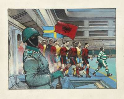 *Enki Bilal Né En 1951 Hors-Jeu Encre de Chine Et Gouache Sur Papier Pour La Page 9 de Cet Album Publié En 1987 Aux Éditions... | Hors-jeu | Artcurial