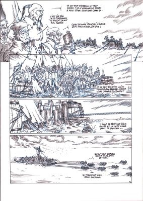 Gilles Cazaux | « L’oubliée du radeau de la Méduse »- Planche originale – Page 14 | Zic et Bul