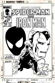 Bob Layton, Greg Larocque - marvel team-up #145 cover (very early black costume spider-man! ) 1984