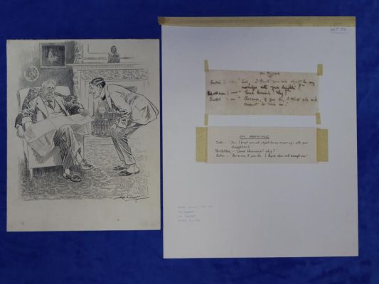 ALFRED VINCENT, INK, "ON PRINCIPLE", SIGNED LOWER RIGHT AND DETAILS ATTACHED, APPROX. 26CM X 25CM | misc / divers