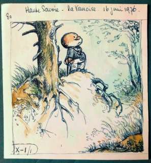 Dulieu, Jean | Dulieu, Jean - Originele tekening in kleur - Paulus de Boskabouter - ’haute Savoie- la Vanoise’ - (1976) | Catawiki