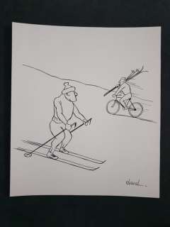 Chaval | Chaval - Dessin original - Le Skieur et le cycliste | Catawiki