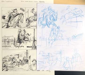 Bruno Brindisi | Tex #25 - B. Brindisi - "Resa dei conti al White Horse " tavola 67 originale + preliminare a matita - Page volante - (2020) | Catawiki