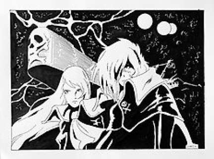 Luciano Bernasconi - Capitan Harlock - illustrazione originale di Lube - firmata - Page volante