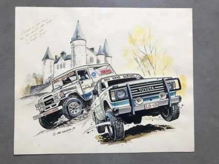 Denayer, Christian | Denayer, Christian - Originele tekening in kleur - Alain Chevallier - Rallye Toyota - (1984) | Catawiki