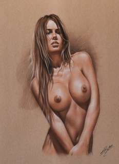 Denis Prenzel | Denis Prenzel - Original drawing - Pin-up - Babara - Size: 30 x 40 cm. | Catawiki