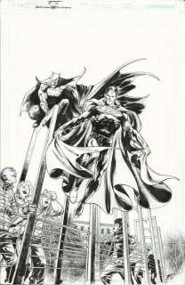 Fabrizio Fiorentino | Batman, Superman - Fabrizio Fiorentino - illustrazione originale per manifesto Irno Comics - Page volante - (2016) | Catawiki