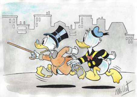 Millet | Scrooge McDuck & Donald Duck - Millet - Original Drawing | Catawiki