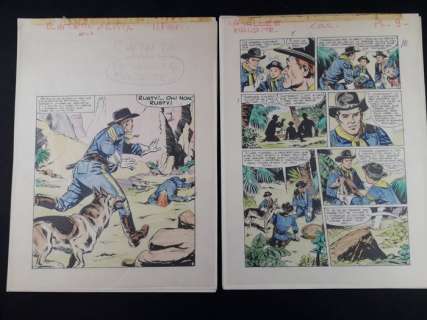 Raphael Carlo Marcello | Rin Tin Tin & Rusty - Raphael Carlo Marcello - 16x Tavole Originali "La Valle Maledetta" - Page volante - Exemplaire unique | Catawiki