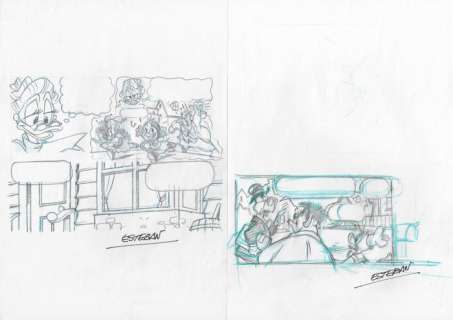 Esteban | Grandma & Donald Duck - 2 Original Sketchdrawings - Esteban | Catawiki