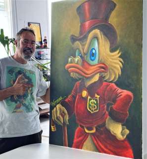 Vizcarra, Joan | $crooge McDuck "Carl Barks Tribute" - Large Painting on Canvas - 116 x 81 x 2 cm - Joan Vizcarra | Catawiki