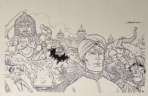 Giancarlo Alessandrini - Martyn Mistére, Almanacco del Mistero 2001 #14 - Giancarlo Alessandrini - cover originale "Docteur Mystère e gli orrori della Giungla Nera" - Page volante - Exemplaire unique - (2000)