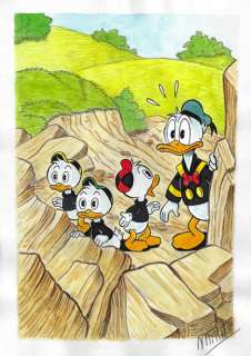 Millet | Huey, Dewey, Louie & Donald Duck - Millet - Original Drawing | Catawiki