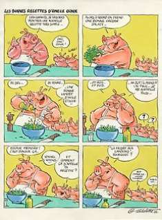 Gaudelette, Michel | Gaudelette, Michel - Planche originale couleur - Les bonnes recettes d’Oncle Ouink - (1997) | Catawiki
