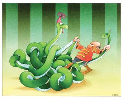 Loup, Jean-Jacques - Le dompteur de Serpents. Encre de Chine et encres de