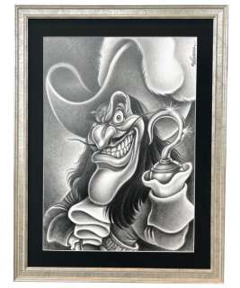 Joan Vizcarra | Captain Hook [Peter Pan] - Large Pencil Drawing - Joan Vizcarra - Original Artwork - High Quality Frame - 90 x 4 x 68 cm - (2018) | Catawiki