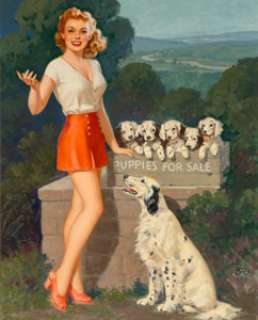 Walt Otto (American, 1895-1963)
 Puppies for Sale
 Oil on canvas
 35.5 x 28.5 in.
 Signed lower right
 
 ... | Heritage
