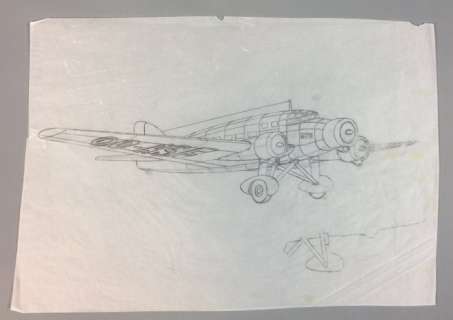 Studios Hergé / Jacques Martin | Tintin - Crayonné sur calque - Chromo de l’aviation - Page volante | Catawiki