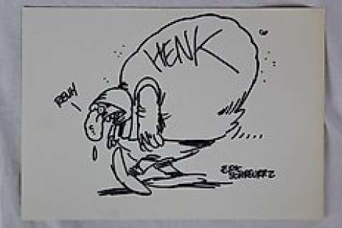 Eric Schreurs - Eric Schreurs - Opdrachttekening / Dédicace - Op losse A4 - personage uit "Joop Klepzeiker"