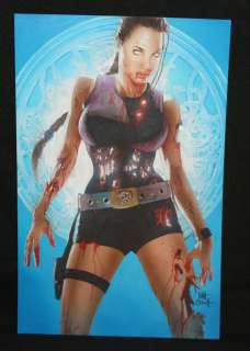 Matt Busch | Lara Croft: Tomb Raider Angelina Jolie Zombie Poster Painted Art - Signed | Anthony’s Comic Book Art