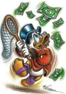Joan Vizcarra | Uncle $crooge - "Money Catcher" - Original Drawing - Joan Vizcarra - Pencil Art | Catawiki