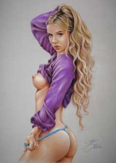 Sly | Sly - Original drawing in colour - Nude woman - Size: 31 x 42 cm. - (2022) | Catawiki