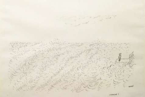 Sempé | Â«Couché!Â» Encre de Chine sur papier dessin Format 57,5 x 44 cm Signé | Tessier Sarrou