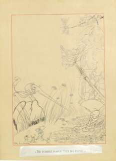 Lorioux Félix (1872-1964) | LORIOUX Félix "Le Loup et la Cigogne". Rare encre de Chine pour une il | Tessier Sarrou