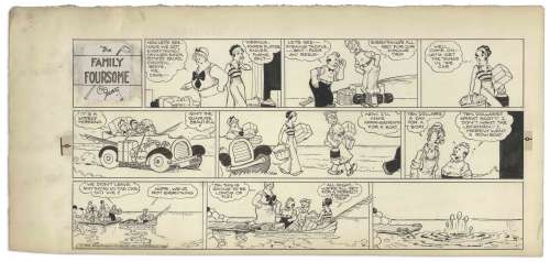 Lot of 4 ’’Family Foursome’’ Sunday Comic Strips From the 1930s by Chic Young -- Includes Blondie Paper Doll & Costumes | Nate Sanders