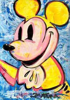 Ruttum, Street Artist | Mickey Mouse "Lemon Mickey" - Street Art Painting - Ruttum - 70 x 50 cm - Acrylic Art | Catawiki