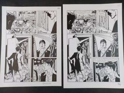 Brindisi, Recchioni | Dylan Dog n. 338 - Brindisi, Recchioni - Tavola Originale "Mai PiÃ¹ Ispettore Bloch" + Copia Con Lettering - Firmato - Page volante - Exemplaire unique - (2014) | Catawiki